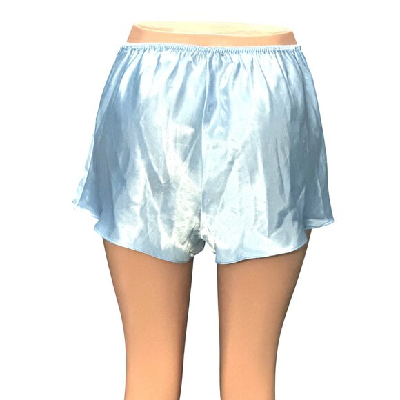 CCC Vintage Light Blue Satin Elastic Band Sleep Shorts Size Large All Polyester - Picture 3 of 7
